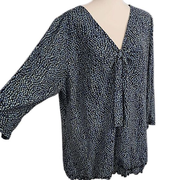 Style Co Sheer Mesh Overlay Top Plus Sz 1X Blouse Boho Abstract Dots Stretchy - Picture 3 of 16